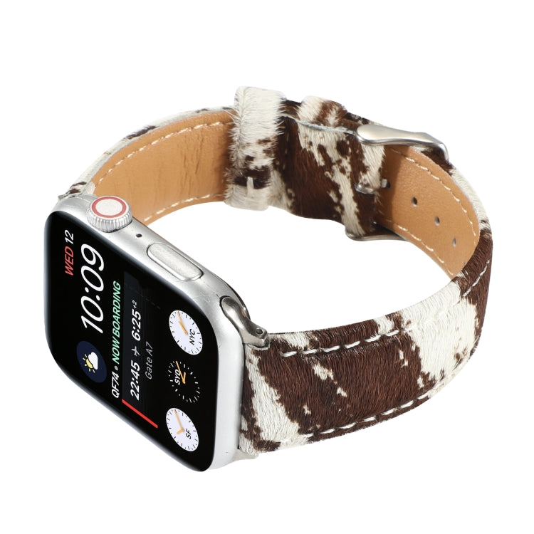 Horsehair Fluffy Leopard Print Leather Watch Strap, For Apple Watch Ultra 49mm / Series 8&7 45mm / SE 2&6&SE&5&4 44mm / 3&2&1 42mm, For Apple Watch Series 8&7 41mm / SE 2&6&SE&5&4 40mm / 3&2&1 38mm                                                       ...