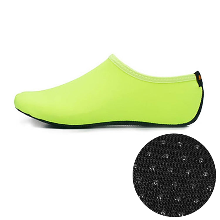 Fluorescent green slip-on diving shoe with textured non-slip sole