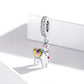 Sterling silver alpaca pendant charm with rhinestones and colorful enamel accents