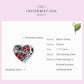 Oxidized sterling silver heart charm bead with red enamel hearts and 'Family' engraving