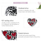 Close-up heart charm bead in oxidized sterling silver with red enamel hearts