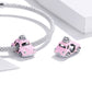 Sterling silver pink car bead charm for bracelet or necklace