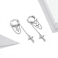 Silver cross tassel earrings with hoop hoops, chain tassel drops, and small cross charms