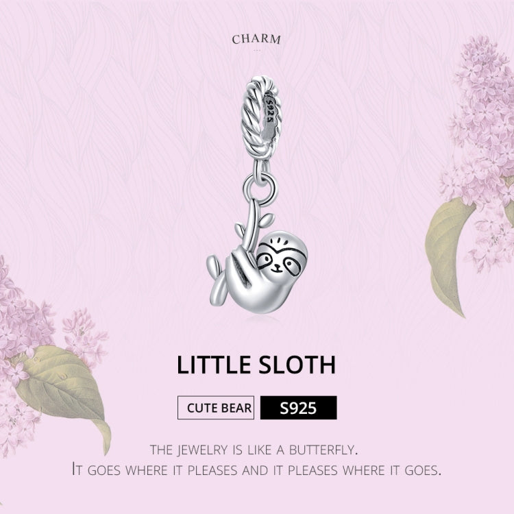 Sterling silver sloth charm pendant with clasp-style hanging ring