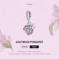 Sterling silver ladybug pendant charm with pink pave stones