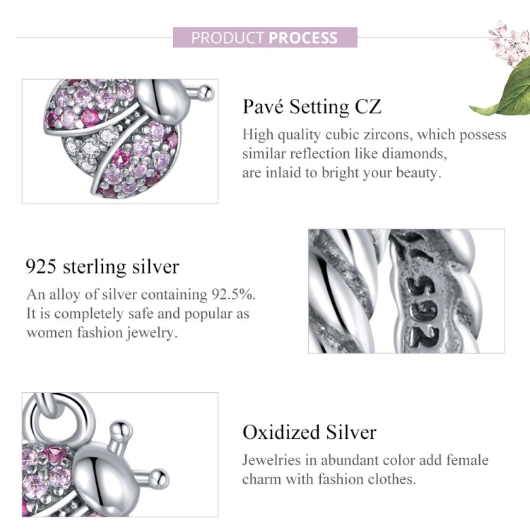 Sterling silver ladybug pendant with pavé CZ and oxidized silver details