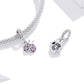 Silver charm bracelet with oxidized ladybug pendant on a rhinestone chain