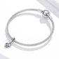 Rhinestone silver bracelet with oxidized ladybug pendant charm at one end