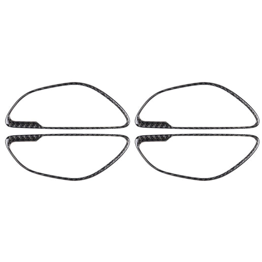 Set of 4 carbon-fiber style door handle decorative stickers, dark gray/black outlines