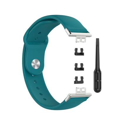 18mm teal silicone watch strap with back buckle components and tools