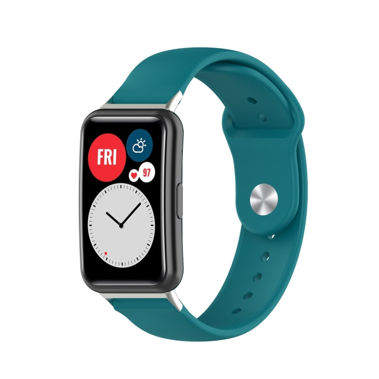 Teal silicone watch replacement strap with metal buckle and strap pin holes