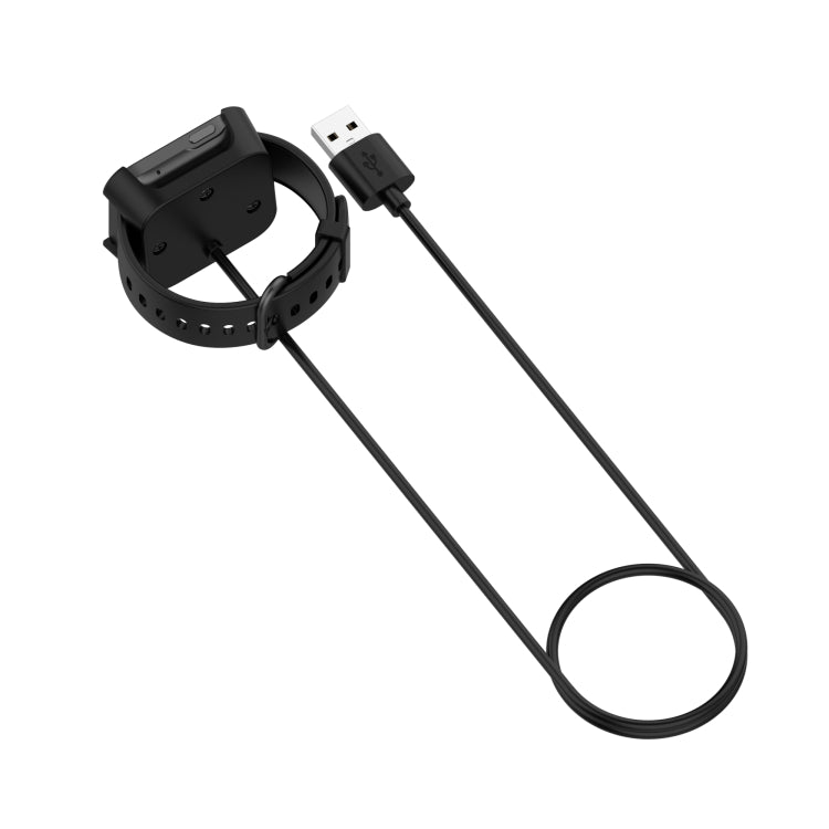 Black 1m magnetic charging cable with dock clipped to a smartwatch
