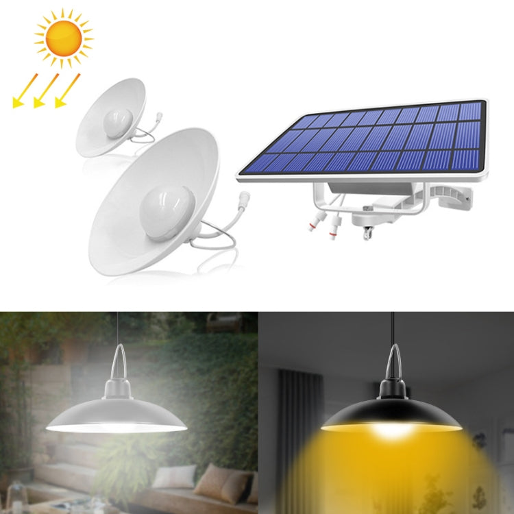 2-in-1 solar landscape light set with white shades and solar panel, 32 LED