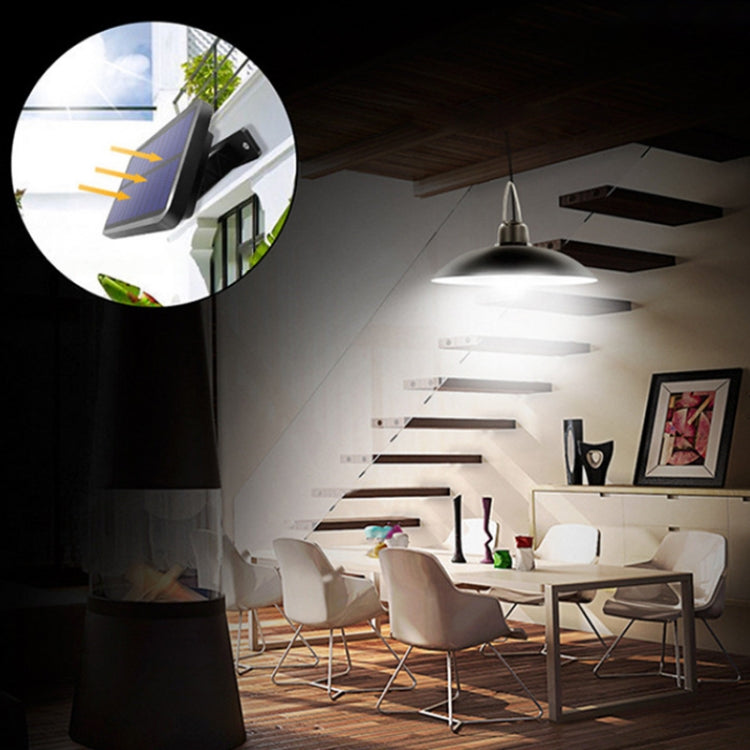 Solar chandelier with multiple hanging lantern lights, bright white glow