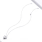 Silver chain necklace with small heart panda pendant at center, angled view