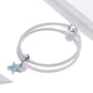 Silver mesh bracelet with blue starfish charm and white shell pearl