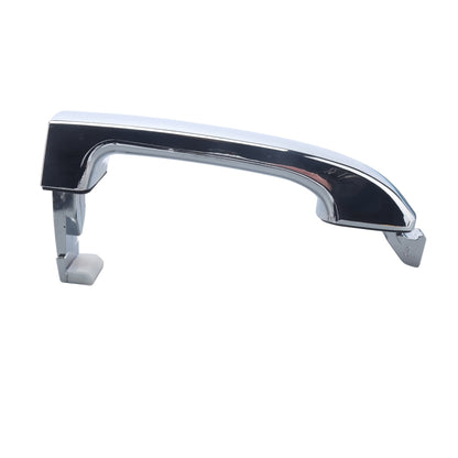 Exterior chrome door handle with black underside accents and mounting clips