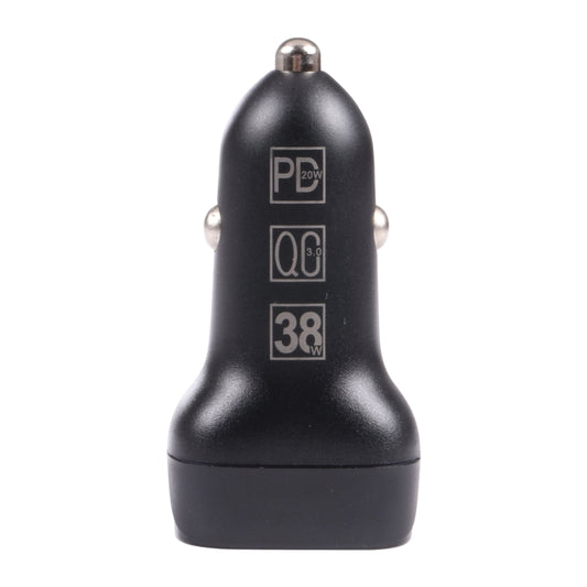 QC USB + USB-C / Type-C Dual Ports Fast Charging Car Charger with Luminous Aperture