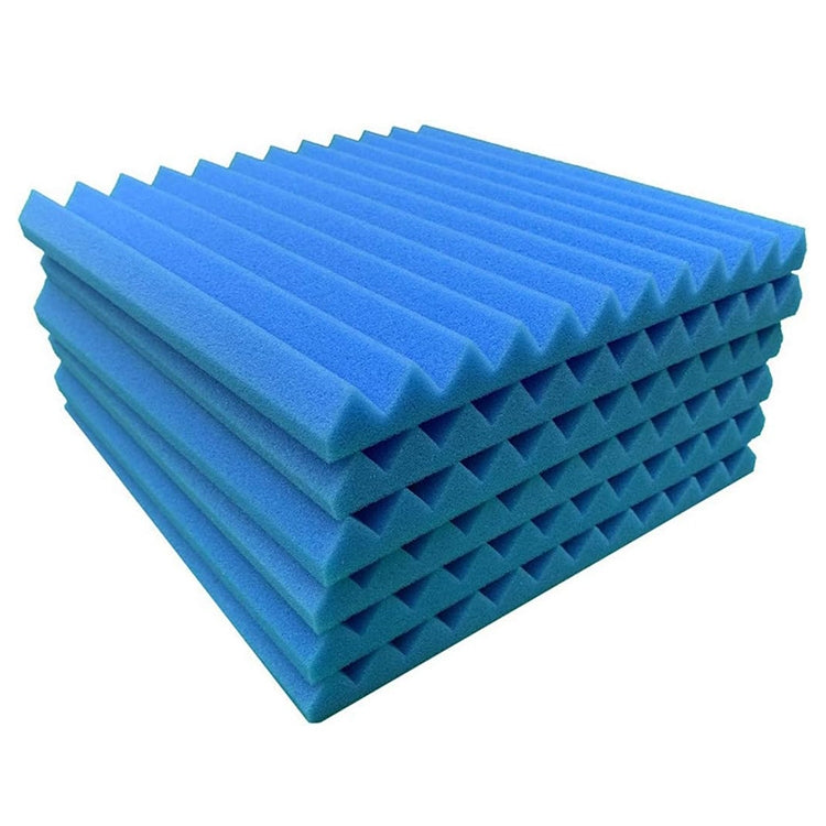 Blue triangular-groove acoustic foam sound insulation panels, stacked set