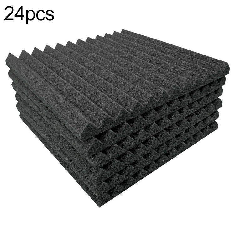 Triangular groove acoustic foam set, dark gray, 24 pcs