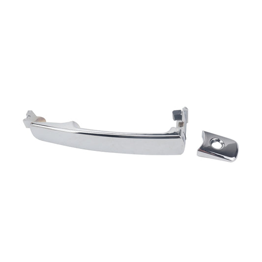 Left front exterior door handle with chrome lever and attached mounting tabs