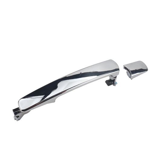 Chrome exterior car door handle with black insert and visible mounting clips