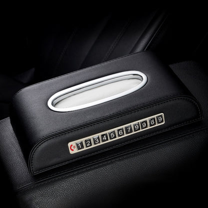 Universal Car Tissue Box with Temporary Parking Phone Number Card