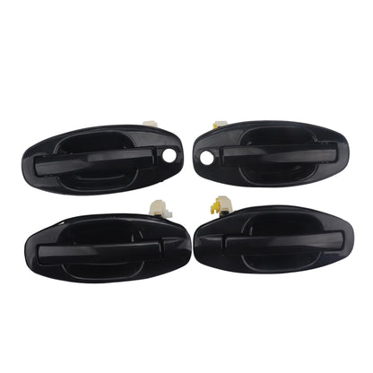 Set of four black exterior door handles with release button and mounting posts
