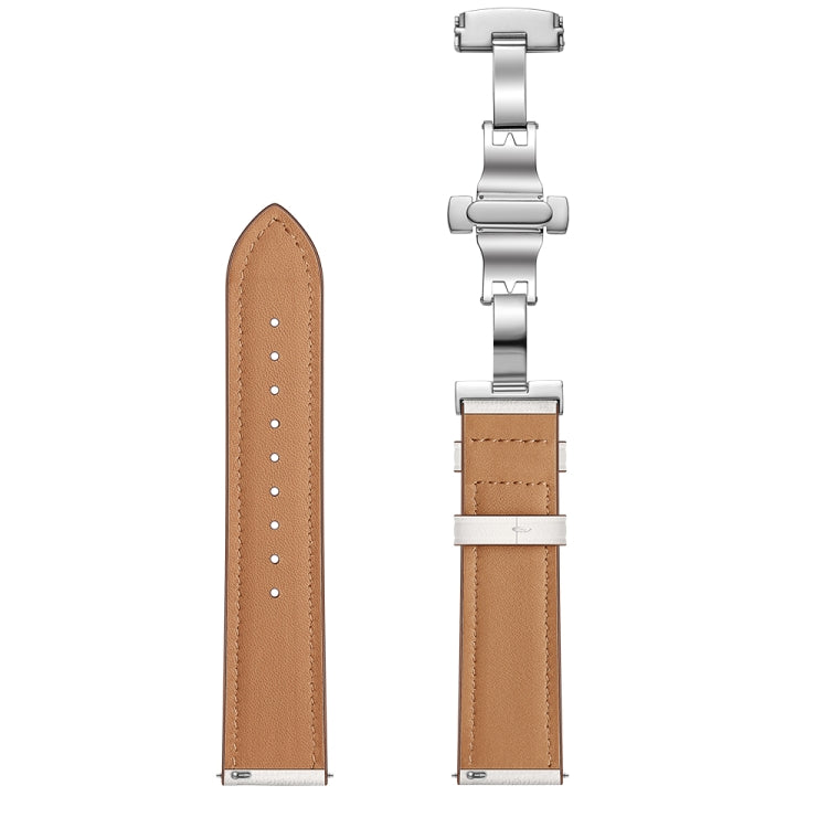 Brown leather replacement watch strap with silver butterfly clasp hardware