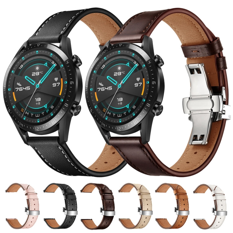 Set of leather replacement watch straps with silver butterfly buckles in mixed colors