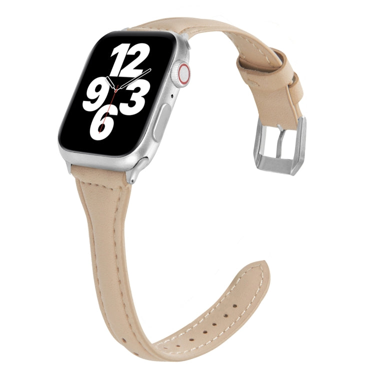 Universal T-shaped Thin Leather Watch Strap, For Apple Watch Series 7 45mm / 6 & SE & 5 & 4 44mm / 3 & 2 & 1 42mm, For Apple Watch Series 7 41mm / 6 & SE & 5 & 4 40mm / 3 & 2 & 1 38mm                                                                     ...