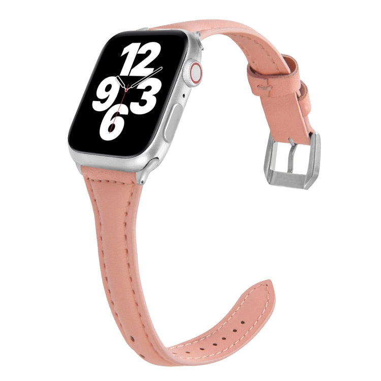 Universal T-shaped Thin Leather Watch Strap, For Apple Watch Series 7 45mm / 6 & SE & 5 & 4 44mm / 3 & 2 & 1 42mm, For Apple Watch Series 7 41mm / 6 & SE & 5 & 4 40mm / 3 & 2 & 1 38mm                                                                     ...