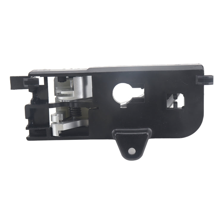 Front right inner door handle latch assembly with silver lever and black mounting frame