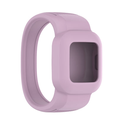 Lilac silicone replacement watch strap with square sensor cutout, no buckle