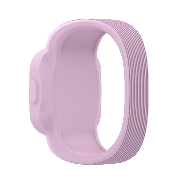 Lilac silicone replacement watch strap, ribbed edge and raised sensor housing, no buckle