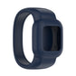 Dark blue silicone replacement watch strap with square sensor cutout, no buckle