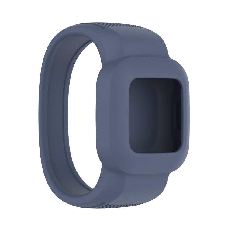 Blue grey silicone replacement watch strap with square sensor cutout, no buckle