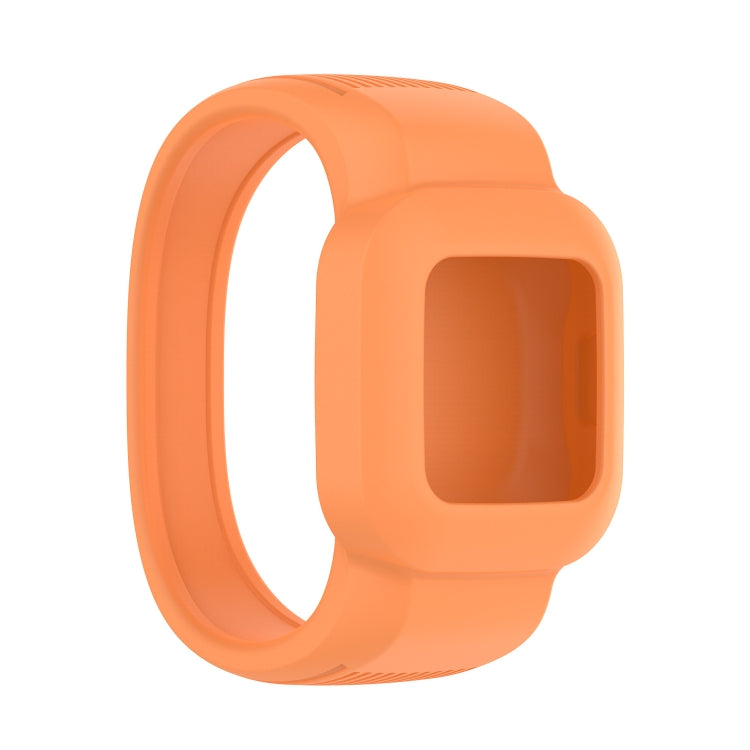 Orange silicone replacement watch strap with square sensor cutout, no buckle