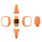 Orange silicone watch band set with strap, loop, and connector pieces