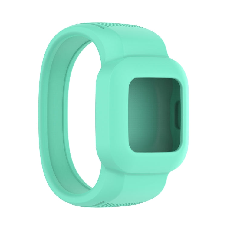Light teal silicone replacement watch band with square connector, no buckle