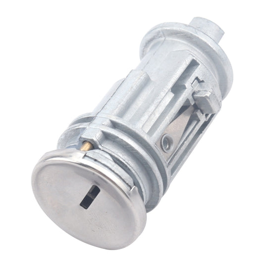 Car ignition key switch lock cylinder, silver metal with latch-style side piece