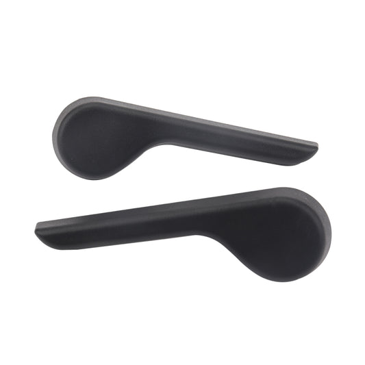 Car seat adjustment handle, dark gray plastic with curved grip and long lever