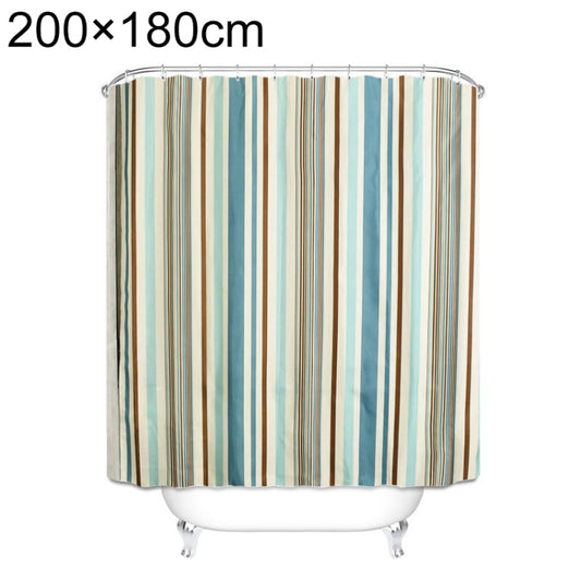 Waterproof shower curtain, vertical striped multicolor fabric with metal grommets, 200x180cm