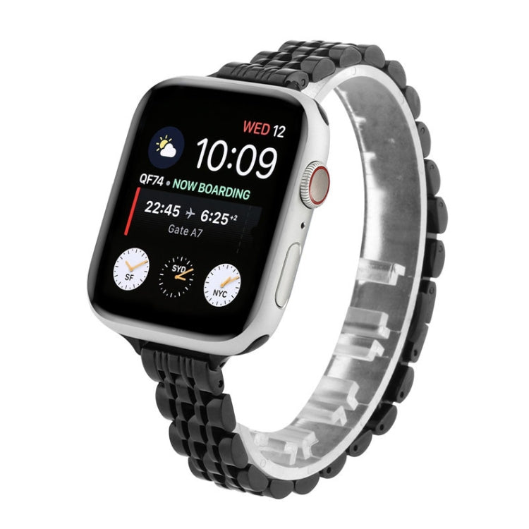 Stainless steel beaded strap, black link band with metal clasp
