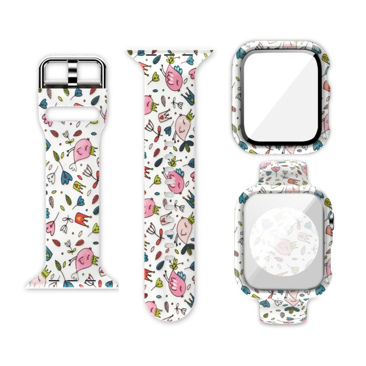 Silicone Printing Integrated Replacement Watch Case Watchband, For Apple Watch Series 6 / 5 / 4 / Watch SE 44mm, For Apple Watch Series 6 / 5 / 4 / Watch SE 40mm, For Apple Watch Series 3 & 2 & 1 42mm, For Apple Watch Series 3 & 2 & 1 38mm