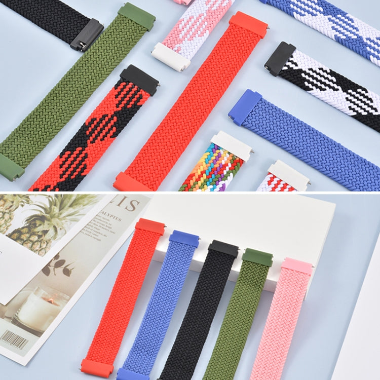 Set of adjustable braided nylon watch straps in multiple colors with metal clasp ends