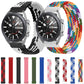 Braided nylon watch straps: black and multicolor rainbow, with metal watch lugs