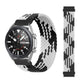 Adjustable braided nylon watch strap, black and white zigzag weave with metal lugs.