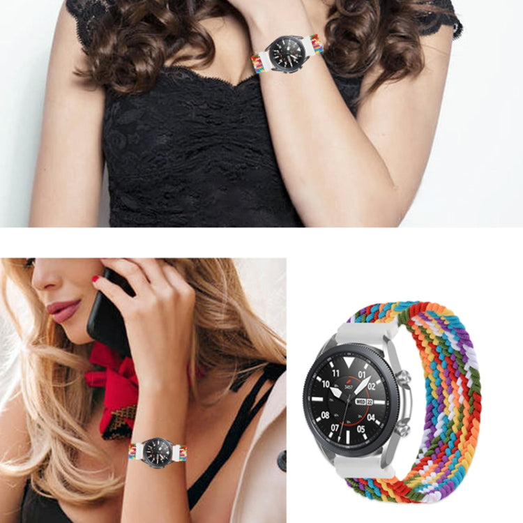 Braided nylon watch strap, multicolor and black loop band with metal buckle for smartwatch