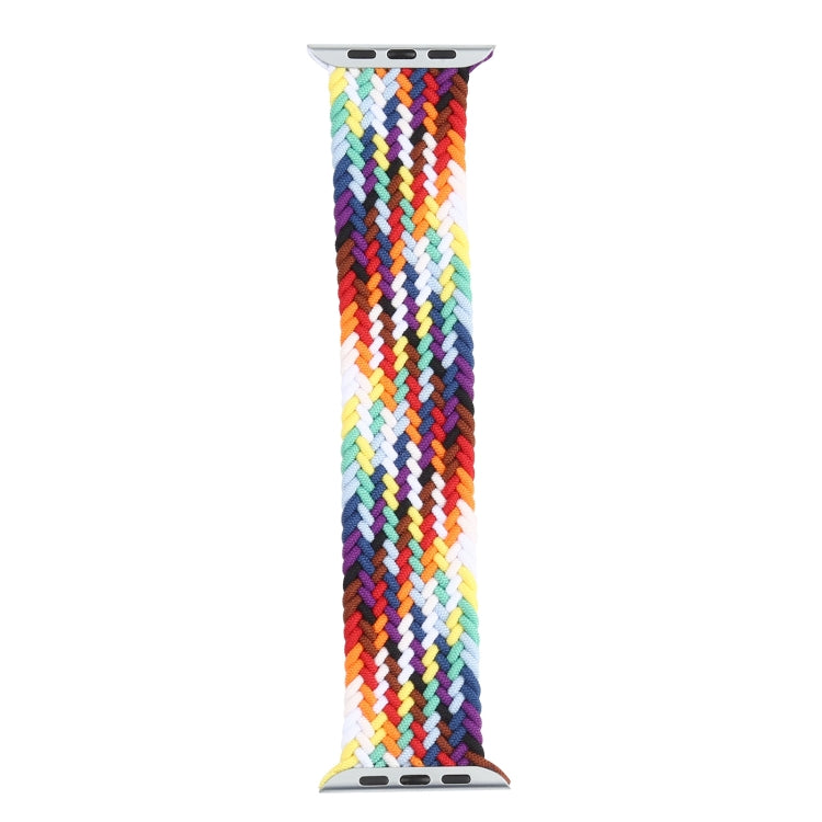 Rainbow braided single-loop watchband strap, multicolor zigzag weave